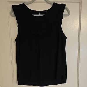 Navy Blue Sleeveless Ruffle Top